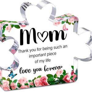 NEW MOM Engraved Acrylic Block Puzzle Piece